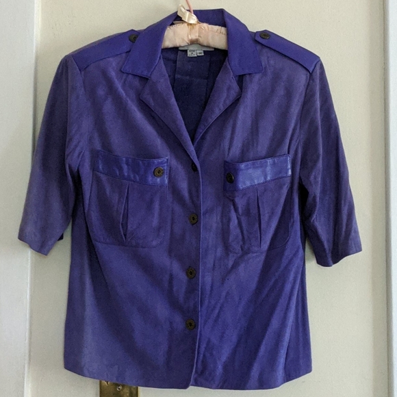 Ruth Wagner Tops - Vintage Suede and Leather Button down Shirt M